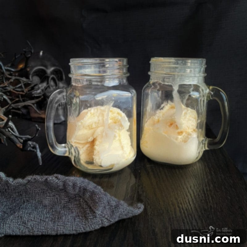 Rebel Shirley Float 6 Mugs filled with scoops of vanilla ice cream, ready for ingredients