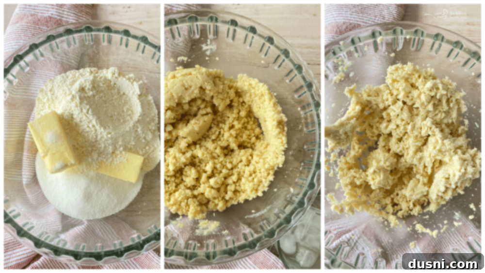 Steps for making shortbread crust for pumpkin pie bars