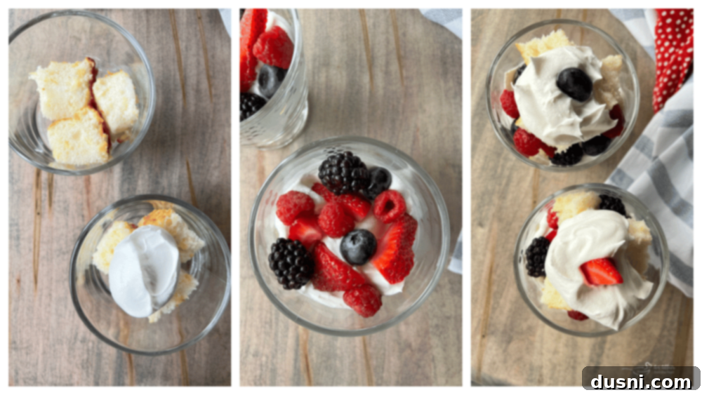 Two individual mini Berry Trifles served in small clear glasses, perfect for single servings.
