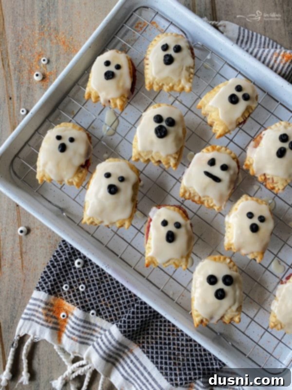 Ghostly Pop Tarts on a cooling rack