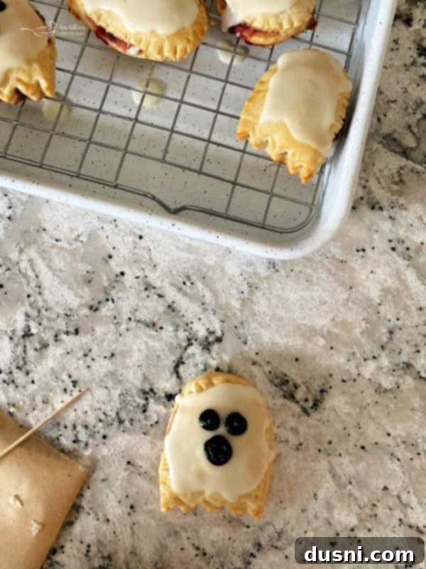 Finished ghostly pop tarts with different faces
