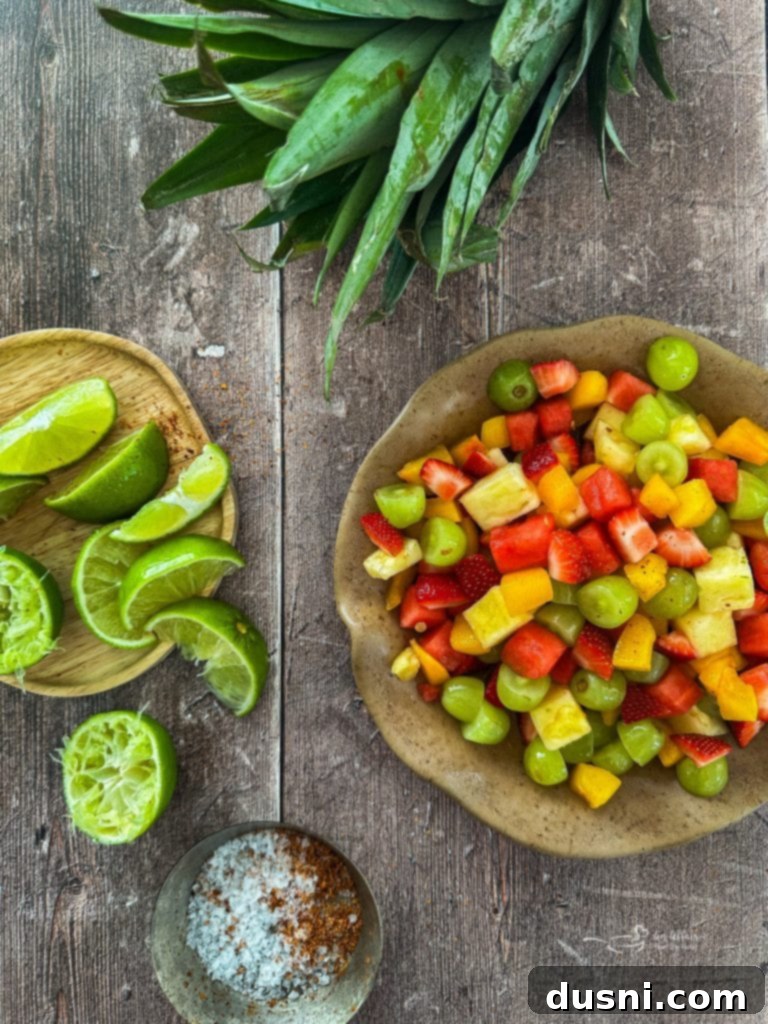 Margarita Fruit Salad served in a margarita glass