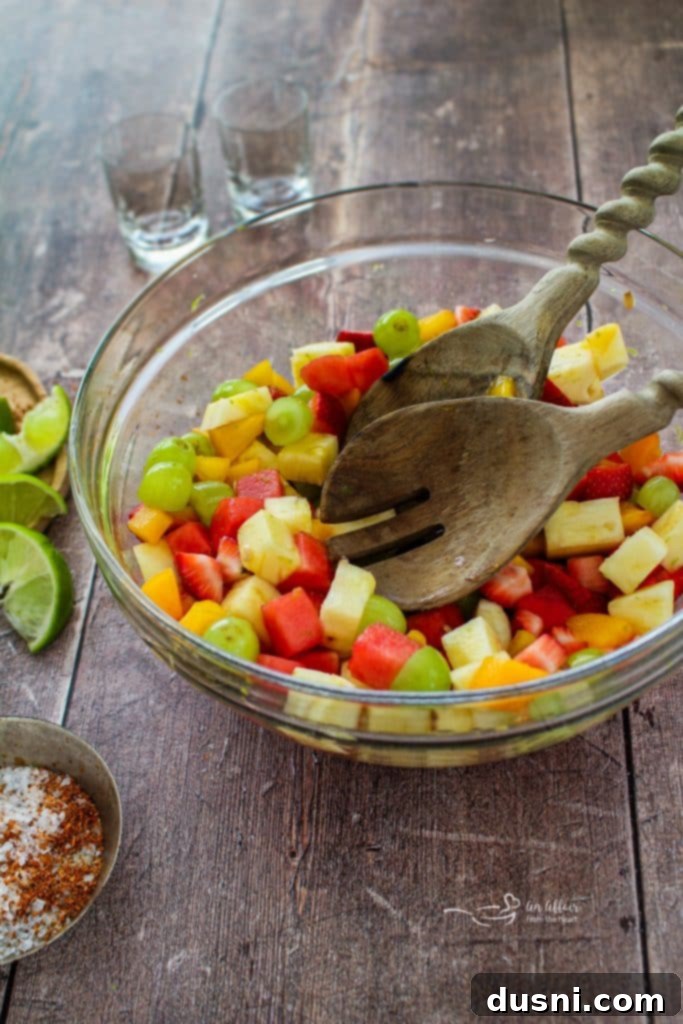 Margarita Fruit Salad in a large bowl, ready to be served