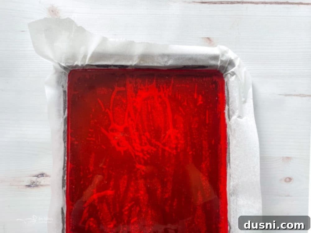 Cinnamon Candy top view of cinnamon candy mixture in baking sheet