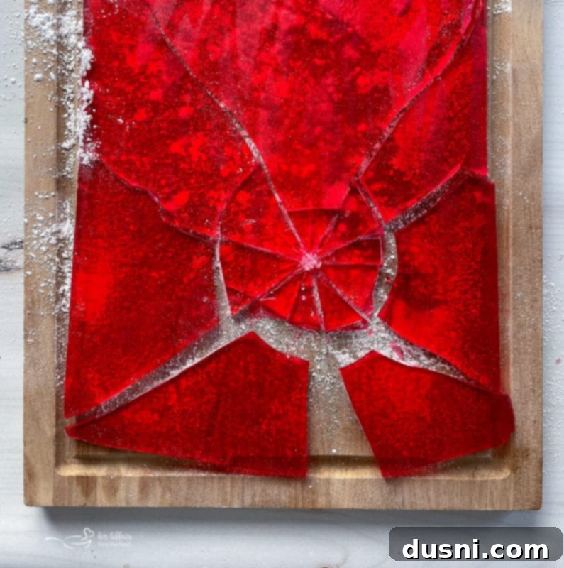 Cinnamon Candy filling cinnamon candy on cutting board