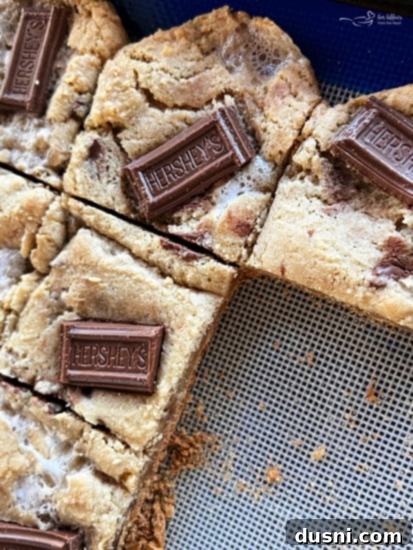 Gooey S'mores Cookie Bars 11 S'mores Cookie Bars being cut with a pizza cutter