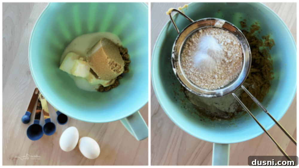 Gooey S'mores Cookie Bars 7 Creamed butter and sugar in a mixer