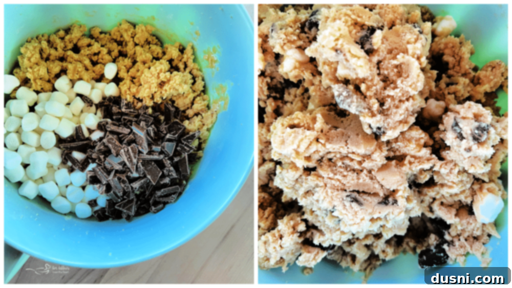 Gooey S'mores Cookie Bars 8 Cookie dough with chocolate and marshmallows mixed in