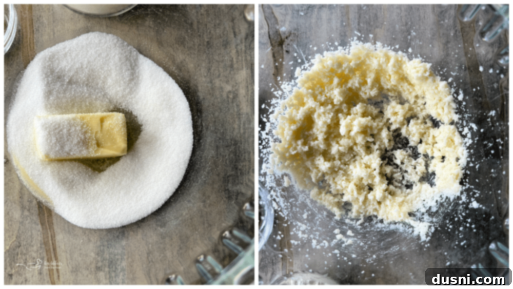 Chewy Iced Molasses Cookies (Old-Fashioned) Close-up of a stand mixer creaming softened butter and granulated sugar together until light and fluffy.