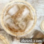 Velvet Pumpkin White Russian 16 Overhead of sugar and spice rimmed pumpkin white Russian