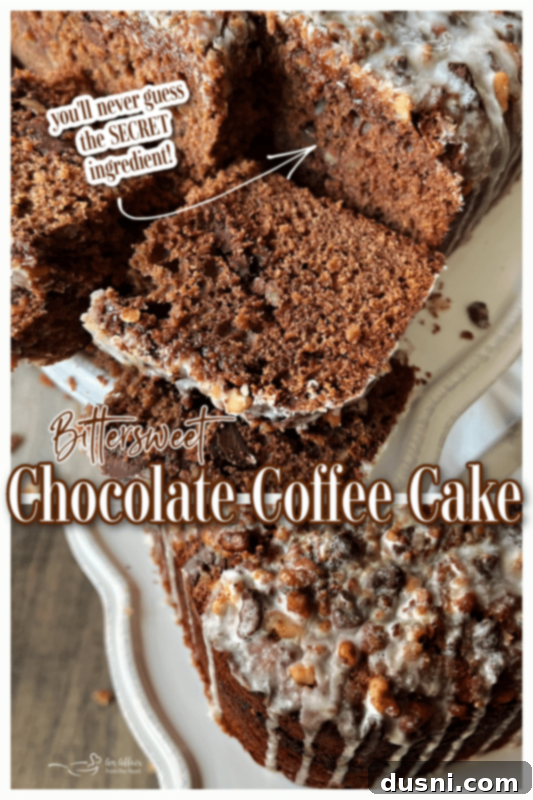 Decadent Bittersweet Chocolate Coffee Cake 13 Bittersweet Chocolate Coffee Cake with text 'Love it? Pin it!'