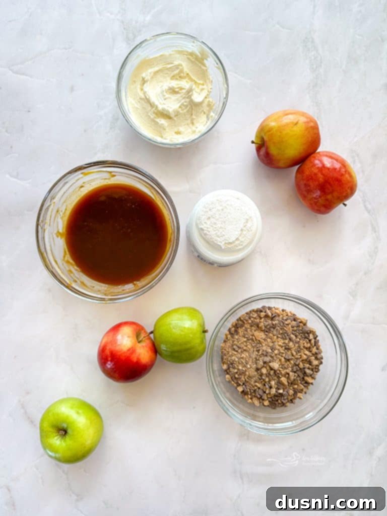 A beautiful shot of the layered Caramel Apple Dip, showcasing its various textures.
