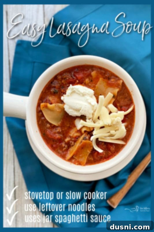 Lasagna Soup in a bowl with a spoon