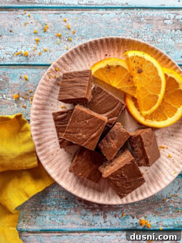 Chocolate and Orange Fudge Squares one plate with squares of orange fudge