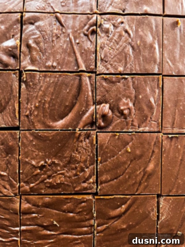 Fudge with Orange top view of squares or orange fudge