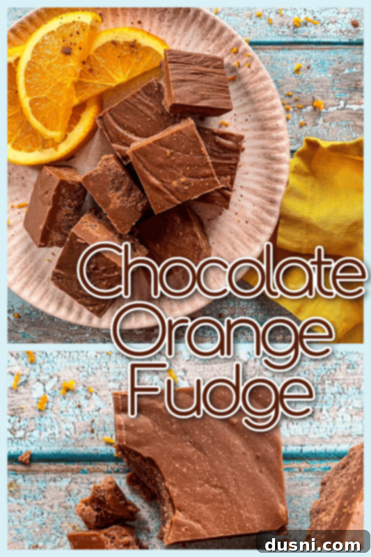 Chocolate Orange Fudge Recipe top view of squares of orange fudge with orange slices