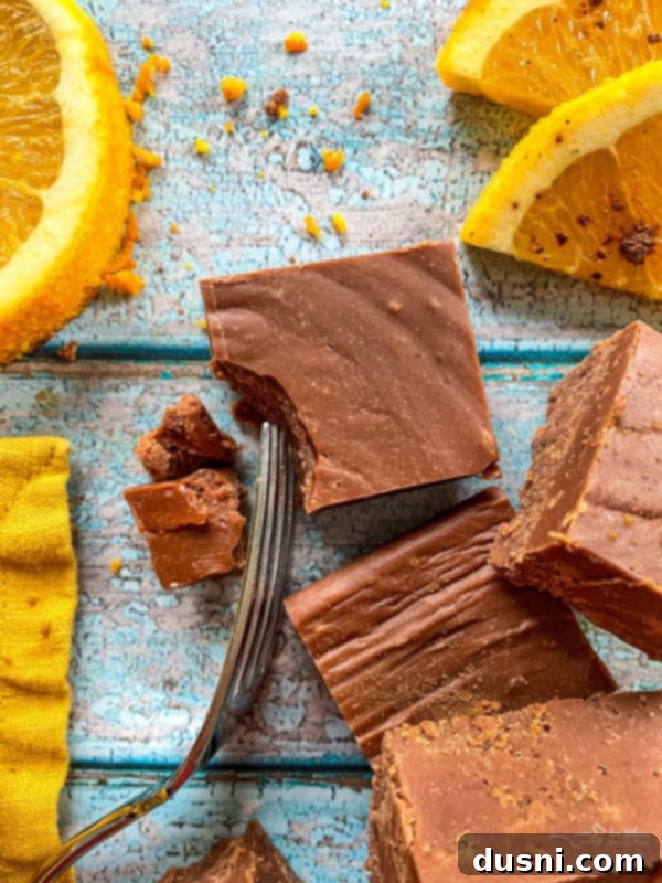 Orange Fudge squares of fudge with orange slices
