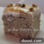 Luscious Banana Cream Cheese Cake 2 Piece of banana cake on a white plate