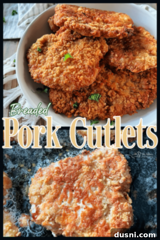 A stack of breaded pork cutlets on a wooden cutting board with fresh parsley.