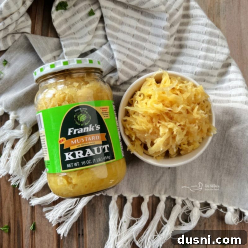 A jar of Frank's Mustard Kraut with Dill Pickle Relish.