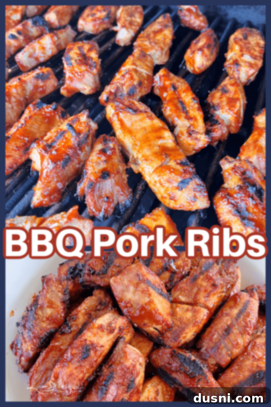 Pinterest pin graphic for BBQ Pork Ribs recipe by An Affair From The Heart