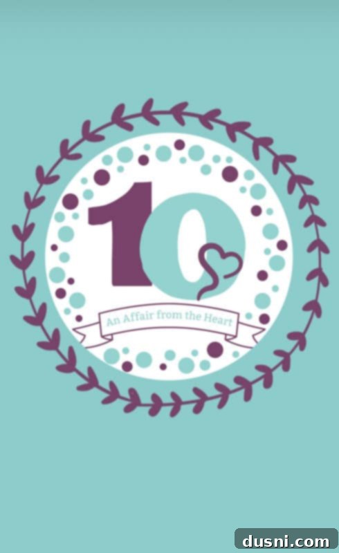 A celebratory image marking the 10th Anniversary of 'An Affair from the Heart' blog.