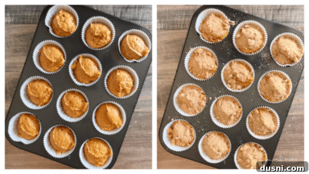 Autumn Spiced Banana Pumpkin Muffins 11 Muffin batter in a bowl, with dry and wet ingredients just combined