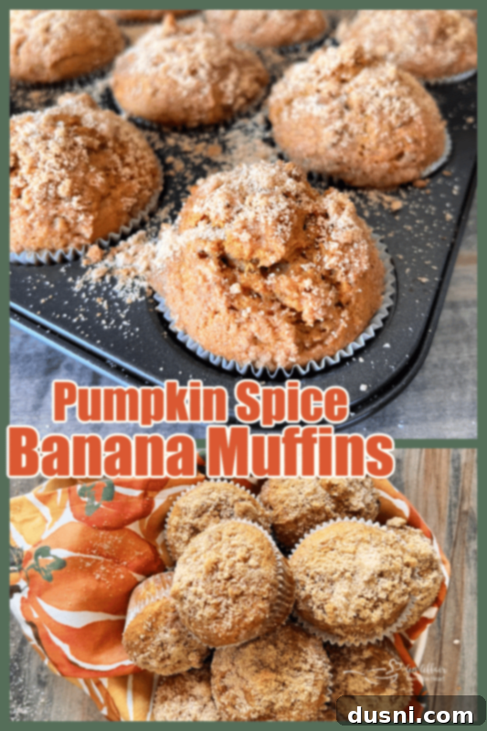 Autumn Spiced Banana Pumpkin Muffins 14 Stacked Pumpkin Spice Banana Muffins on a wooden board, showcasing their beautiful texture and golden tops