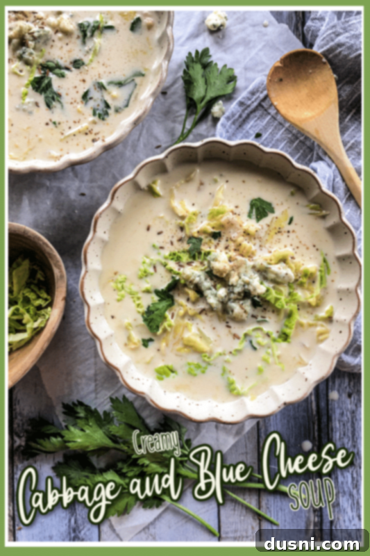 Savory Creamy Cabbage and Bleu Cheese Soup 11 Cabbage & Bleu Cheese Soup Pinterest Pin