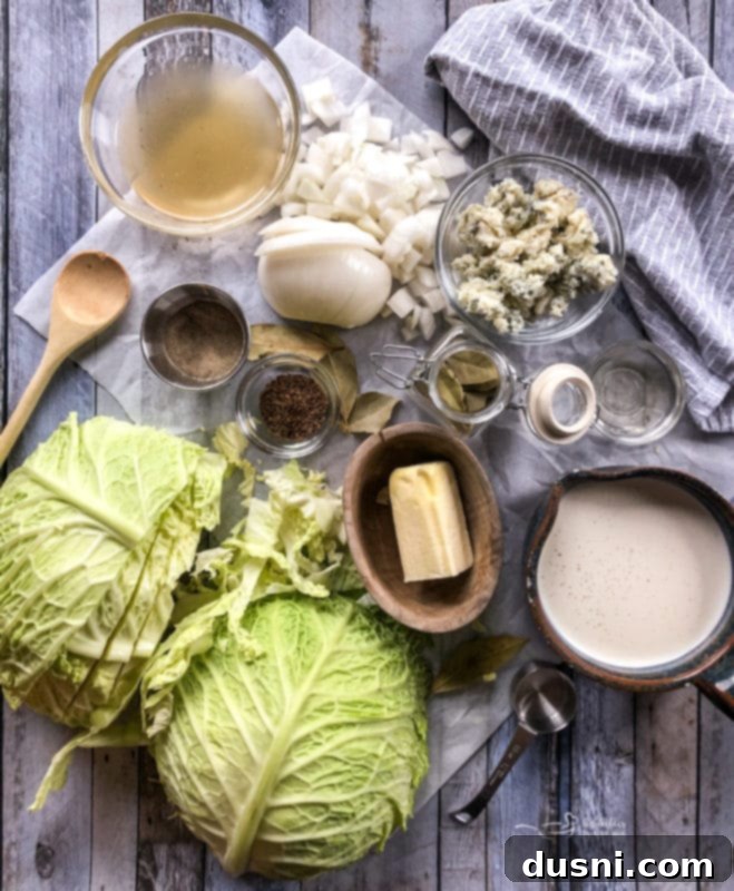 Savory Creamy Cabbage and Bleu Cheese Soup 7 Hands stirring Cabbage and Blue Cheese Soup