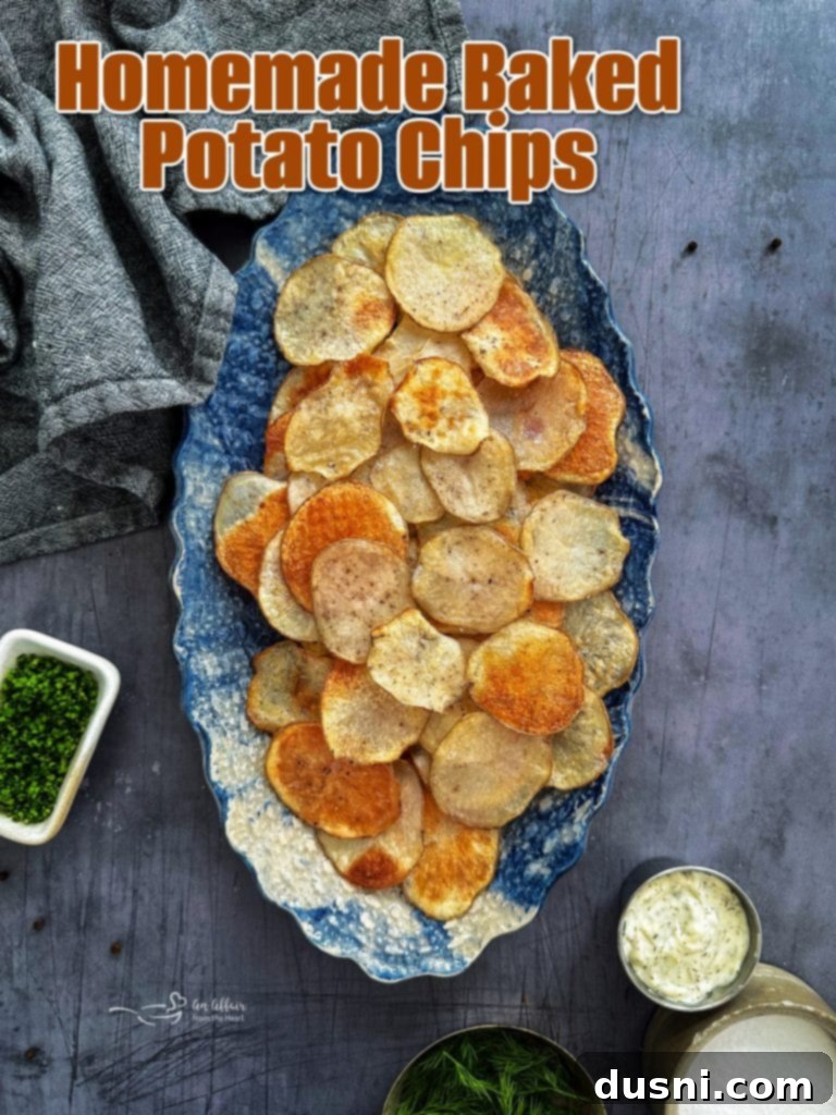 Oven-Fresh Potato Crisps 13 Large bowl of homemade baked potato chips, close-up