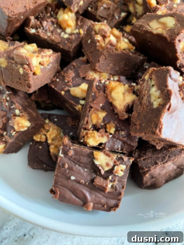 Decadent Candy Bar Fudge 8 bowl of candy bar snicker fudge