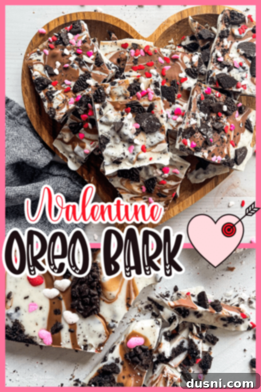 Oreo Cookie Bark two images of Oreo bark with graphic