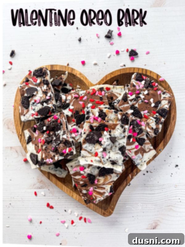 Midnight Oreo Crunch 6 heart-shaped dish Valentine's Day bark