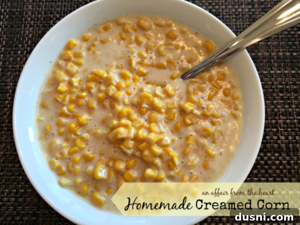 homemade creamed corn, a rich and creamy side dish