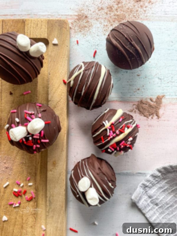 a variety of decorated hot chocolate balls