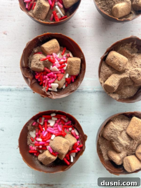 filling hot chocolate bombs 