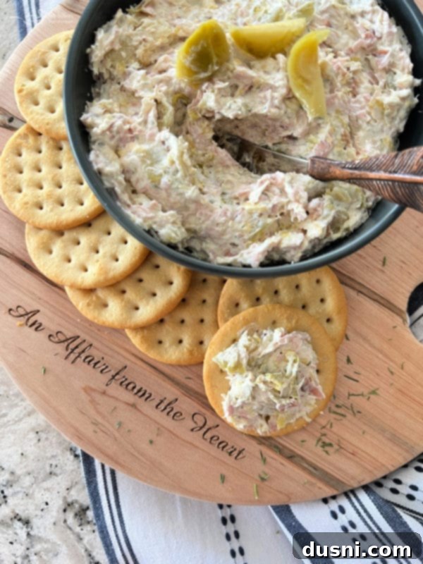 Creamy Dill & Brussels Sprout Dip 13 Close-up of Dilled Brussels Sprouts Dip spread on a cracker