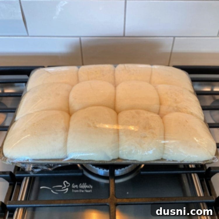 package of frozen dinner rolls on a stove top, ready to rise