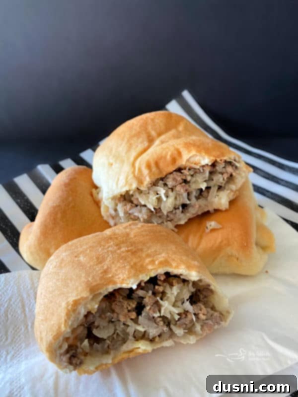 Homemade Runza Sandwiches, perfectly baked and stacked