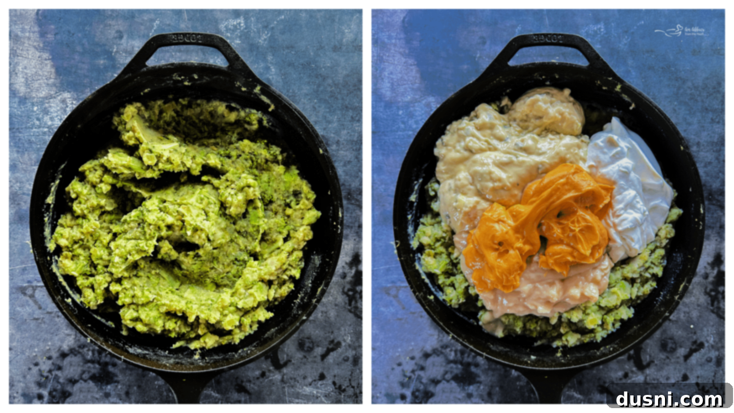A close-up of a potato masher being used to mash vegetables in a pot of simmering soup.