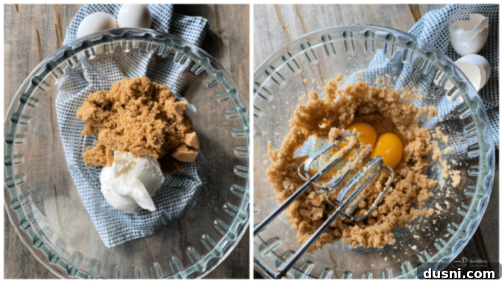 Raisins soaking in cinnamon coffee mixture, a key step for moist spice bars.