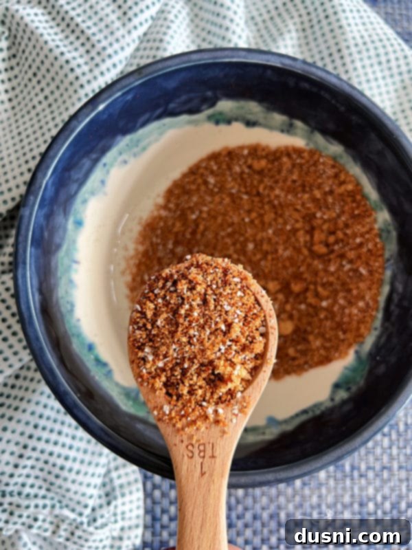 Close-up of seasoning mixture in a small bowl