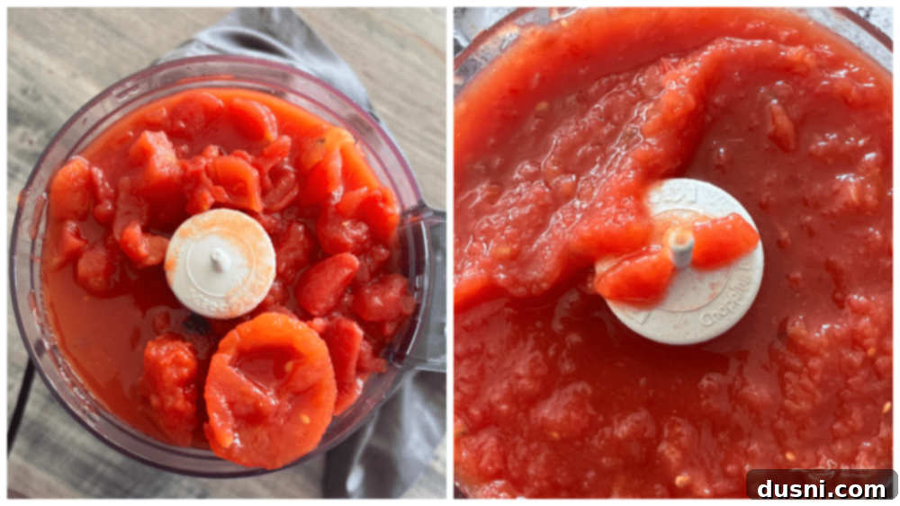 Fiesta Taco Soup 6 Purée Mexican stewed tomatoes and Rotel in a blender or food processor until smooth for Taco Soup.