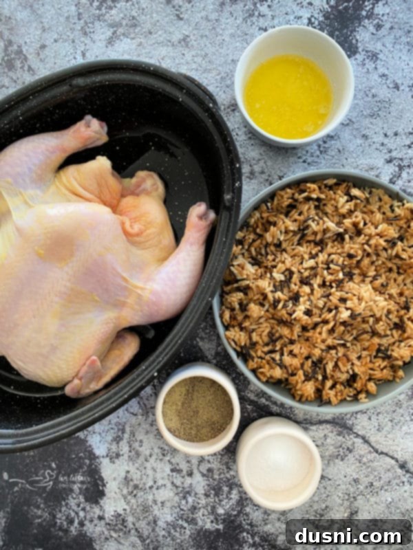 Effortless Wild Rice Stuffed Chicken 5 Perfectly roasted whole chicken with crispy skin and wild rice stuffing.