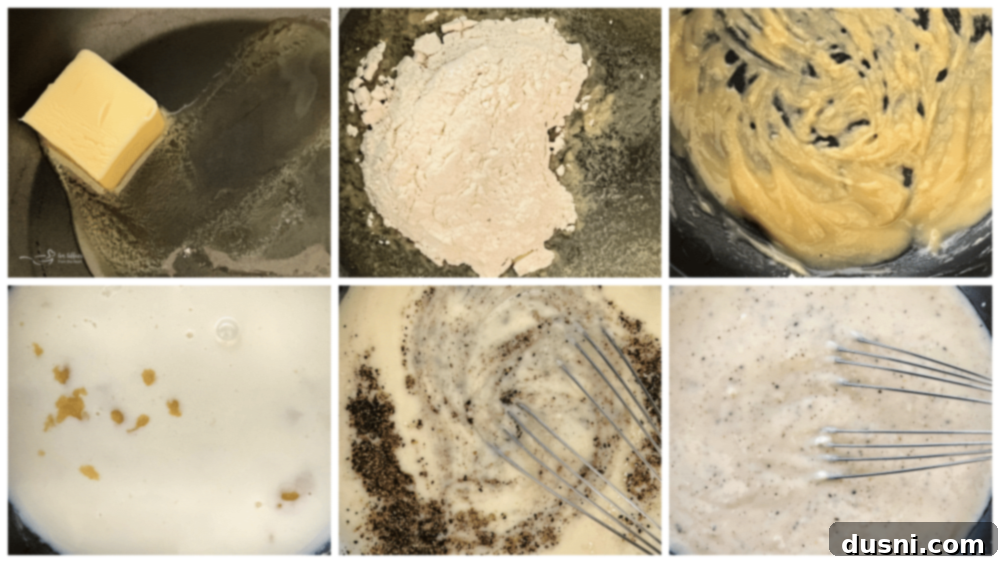 Step-by-step for making white gravy
