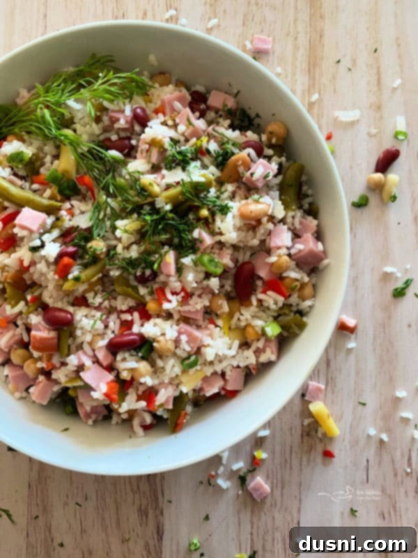 Five Bean Ham and Rice Salad with Paisley Farm beans