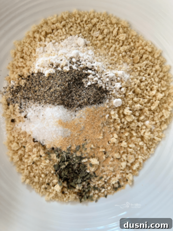 Mixing dry ingredients in a shallow bowl