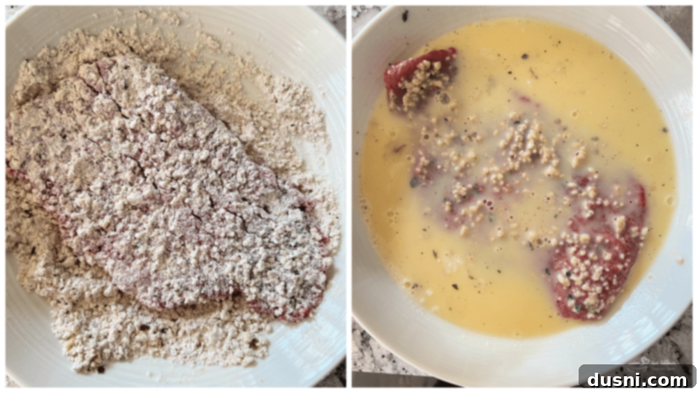 Dry breading mixture in a bowl for chicken fried steak