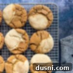 Up close of gingerdoodle cookies on a cooling rack.